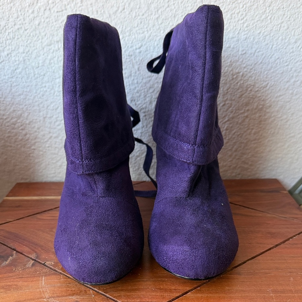 BAMBOO Purple Suede Ankle Booties